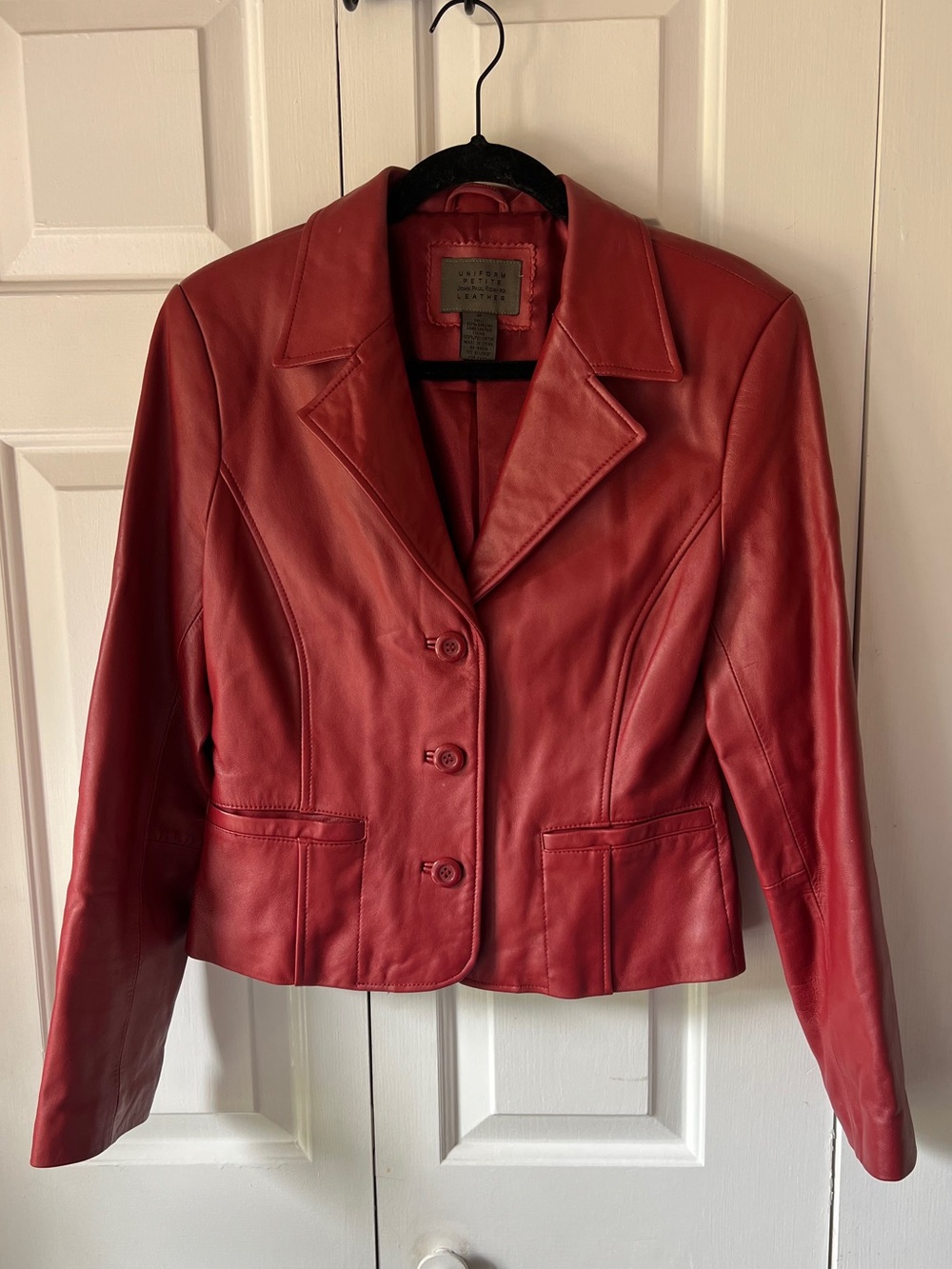 Cherry Red Leather Jacket